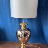 Italian design lamp in silver and gold ceramic. 1970s.