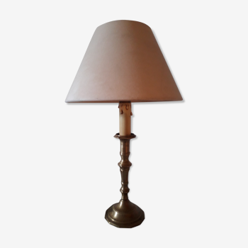 Candlestick table lamp and shade