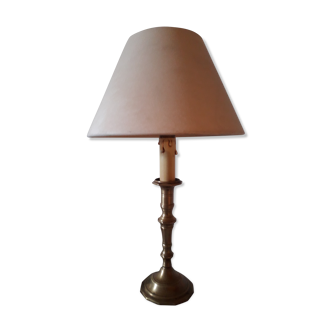 Candlestick table lamp and shade