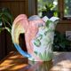 Vintage carafe in animal-shaped barbotine, parrot Ara.