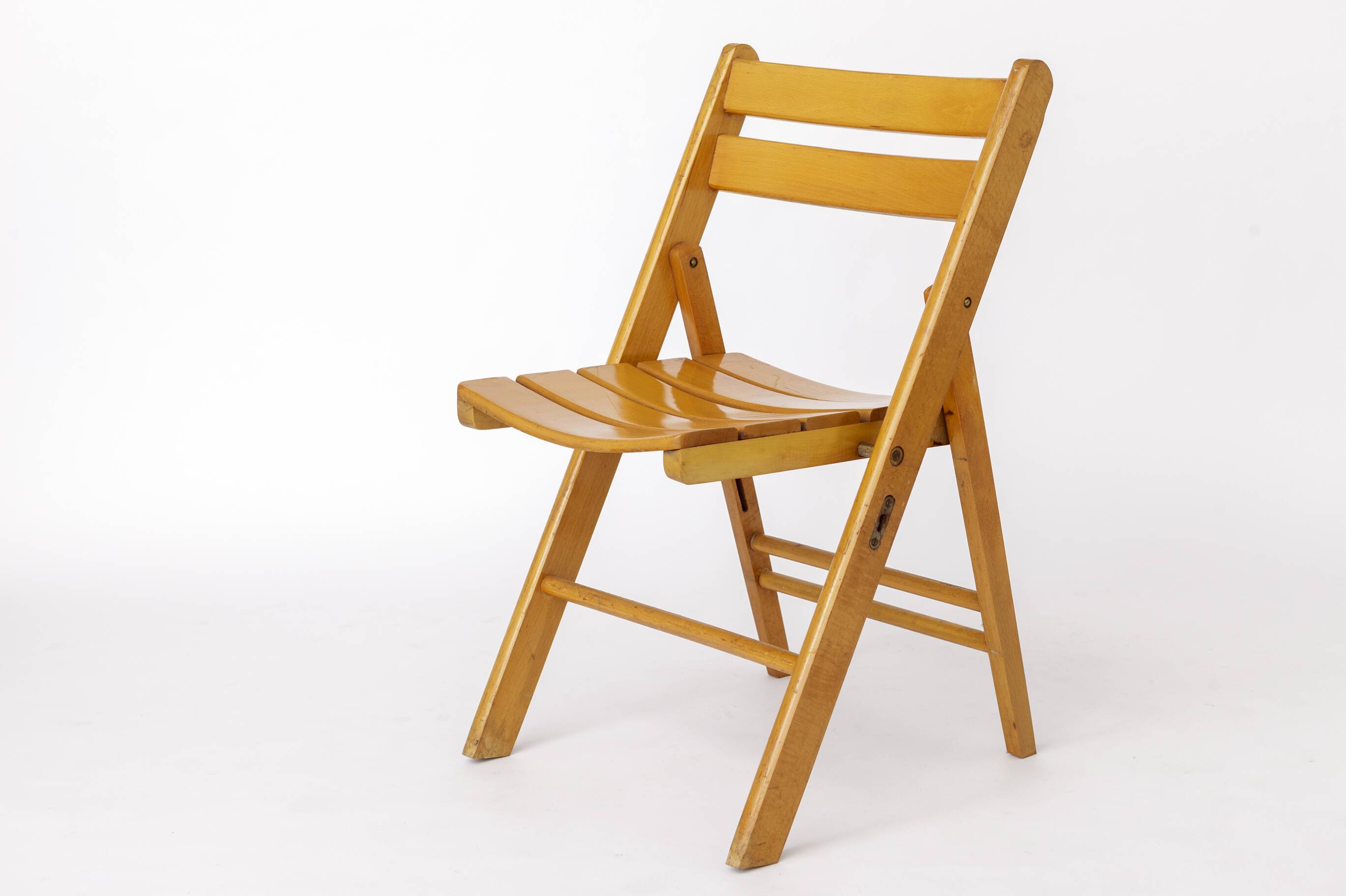 1 of 4 Vintage Folding Chair, 1950s–1960s German Design, Beech Wood