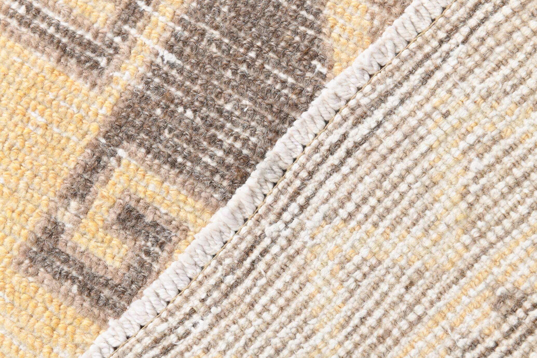 3x12 Light Yellow & Brown Turkish Vintage Runner Rug, 80x373Cm