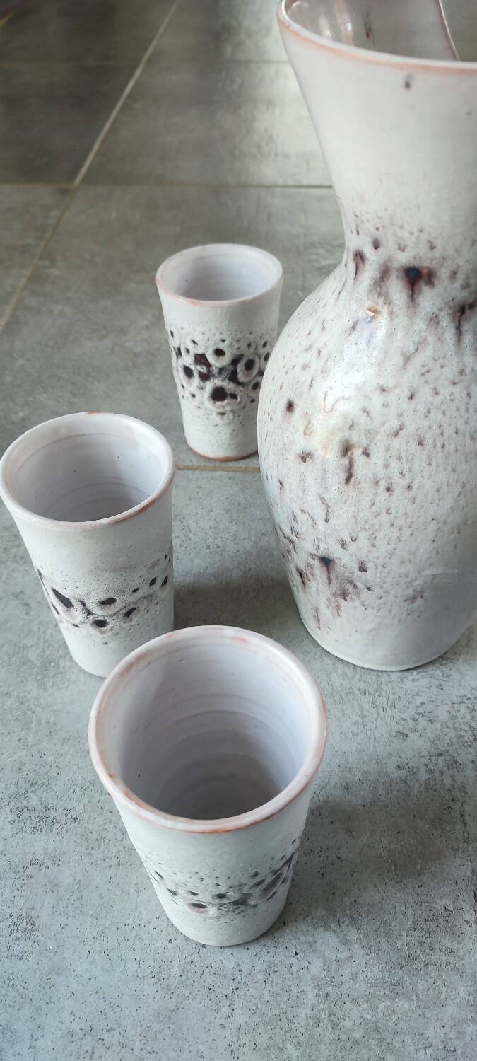 Pierlot 60s enamelled stoneware orangeade service