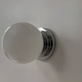 Pair of vintage modernist Art Deco wall lights, chrome and opaline, France