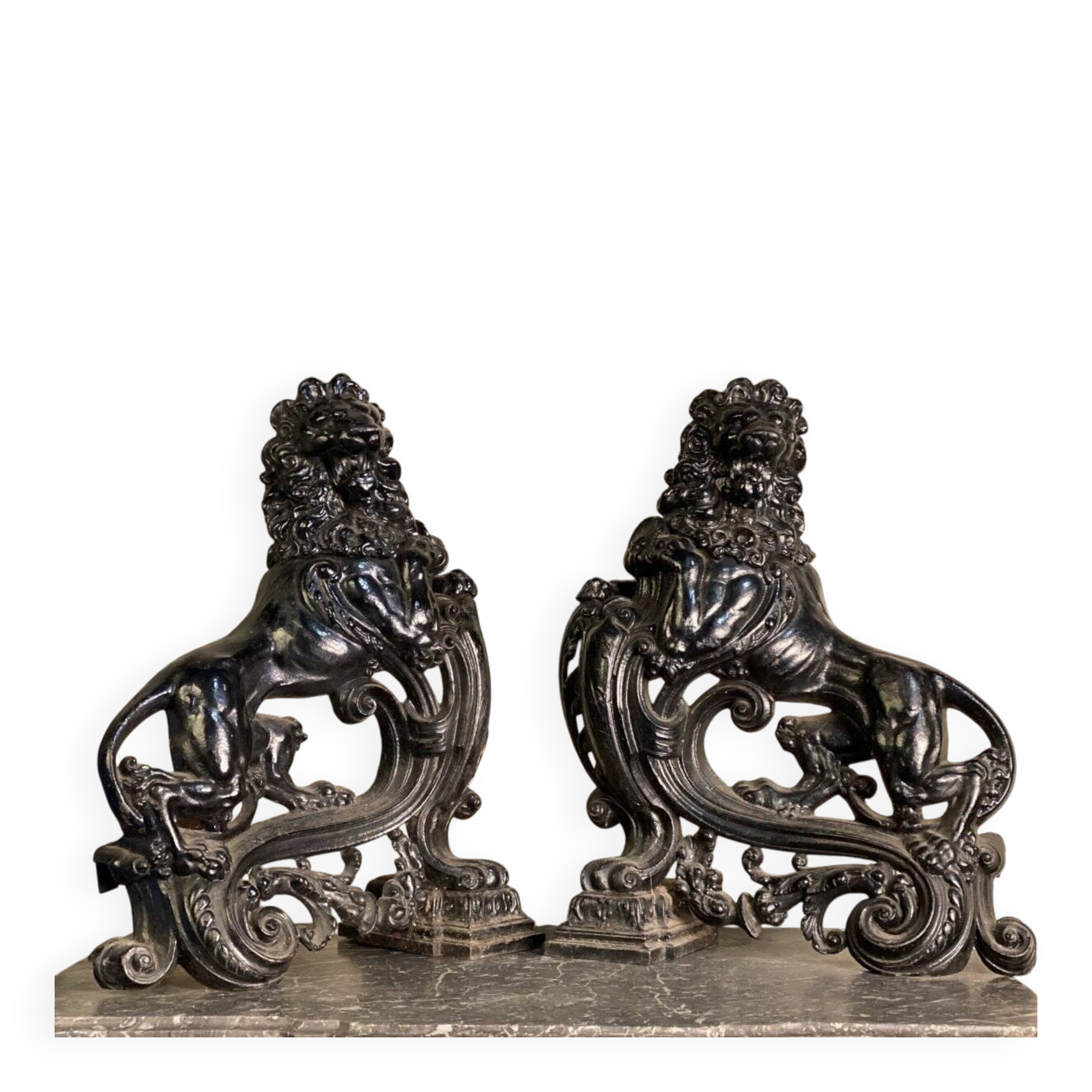 Pair of cast iron fire dogs