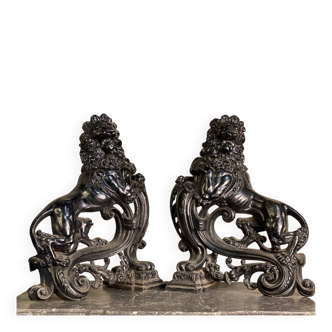 Pair of cast iron fire dogs