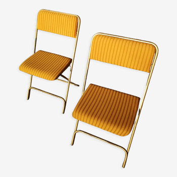 Pair of Lafuma Chantazur golden chairs