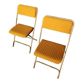 Pair of Lafuma Chantazur golden chairs