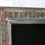 Handcrafted wooden mirror, metal décor 38x30cm