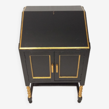 Small secretary with black and gold lid