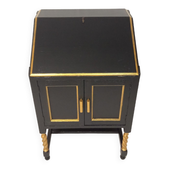 Small secretary with black and gold lid