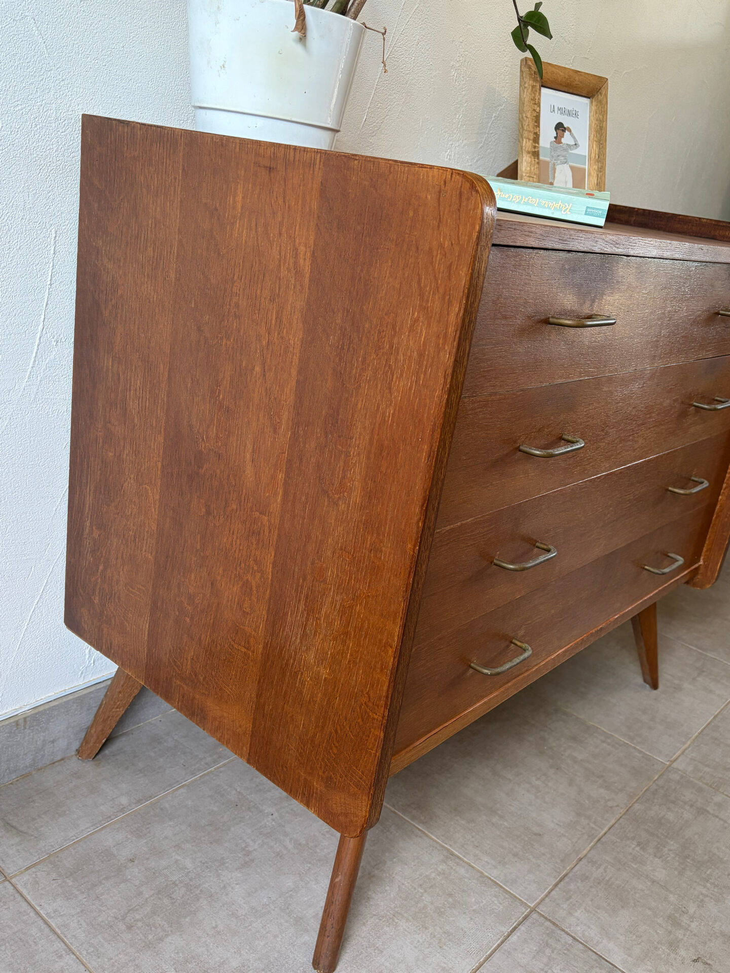 Vintage oak commode from the 1960s.