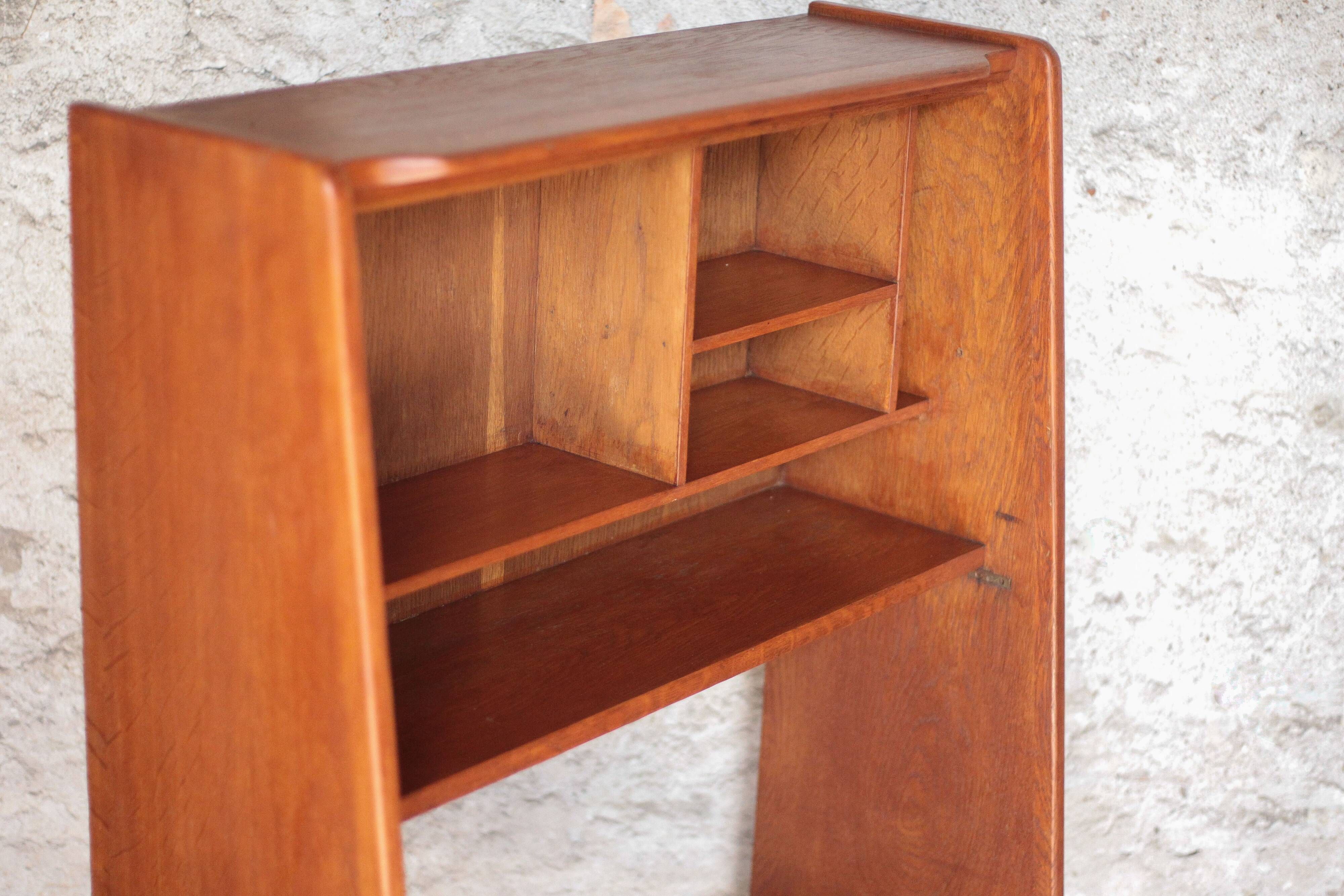 Vintage wooden furniture, Roger Landault shelf for ABC, 1950s.
