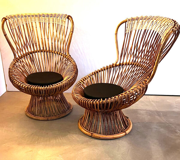 Paire de fauteuils Margherita design Franco Albini éditées par Bonacina