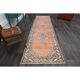 Vintage Turkish Oushak handmade wool cotton red runner rug 94x335