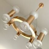 Annular chandelier with gradient white spheres