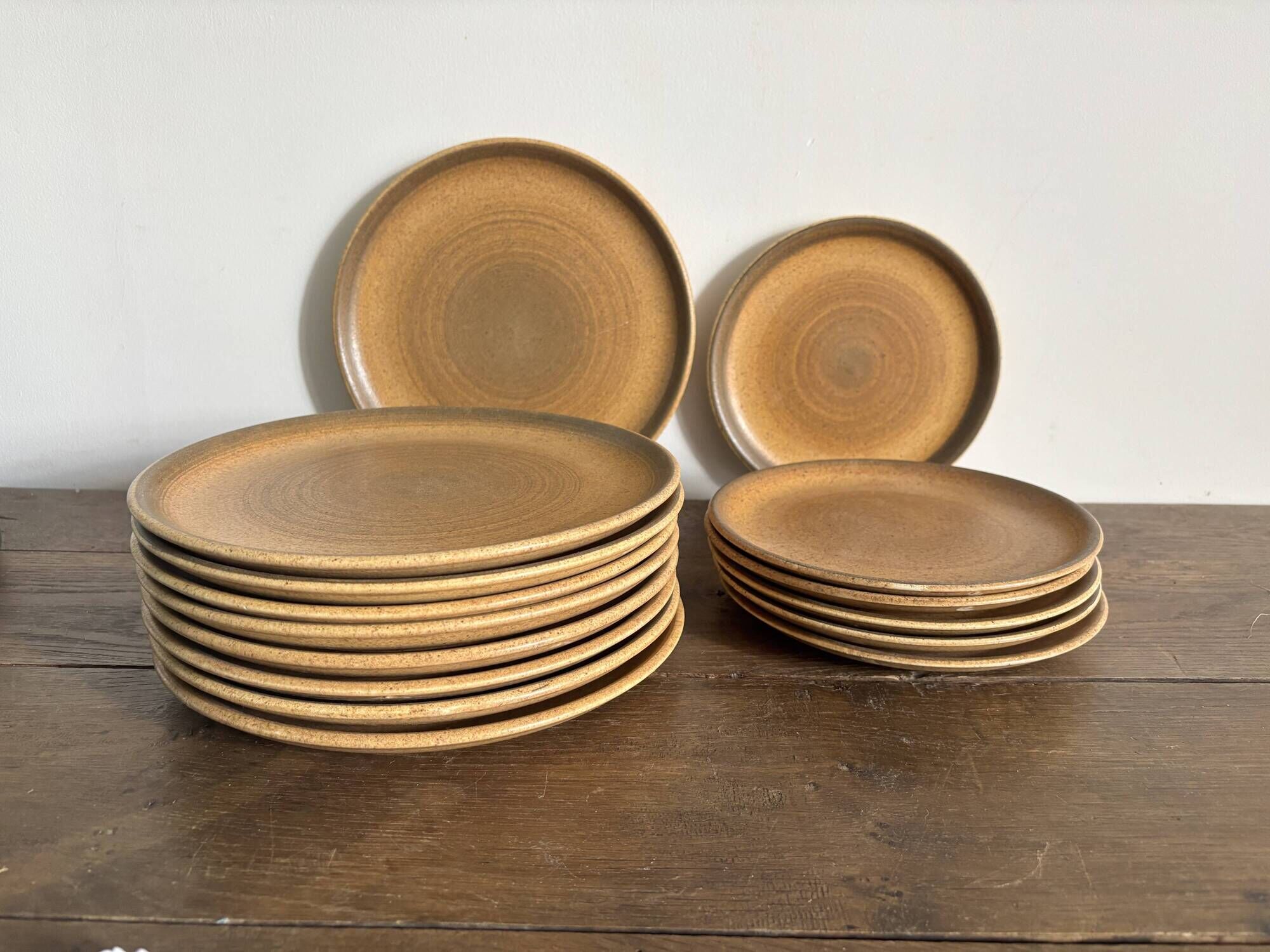 Service of 15 vintage Longchamp plates in stoneware.