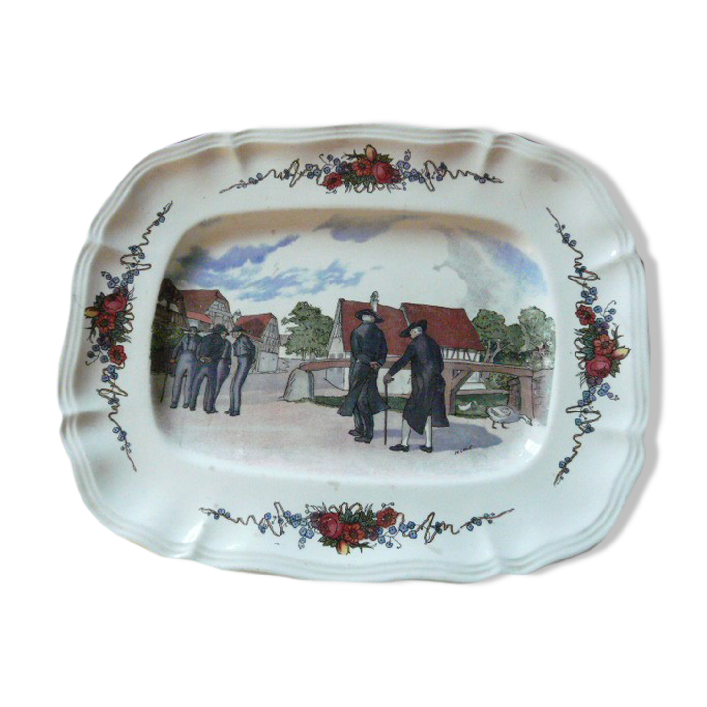 Rectangular dish Sarreguemines Obernai H. Loux