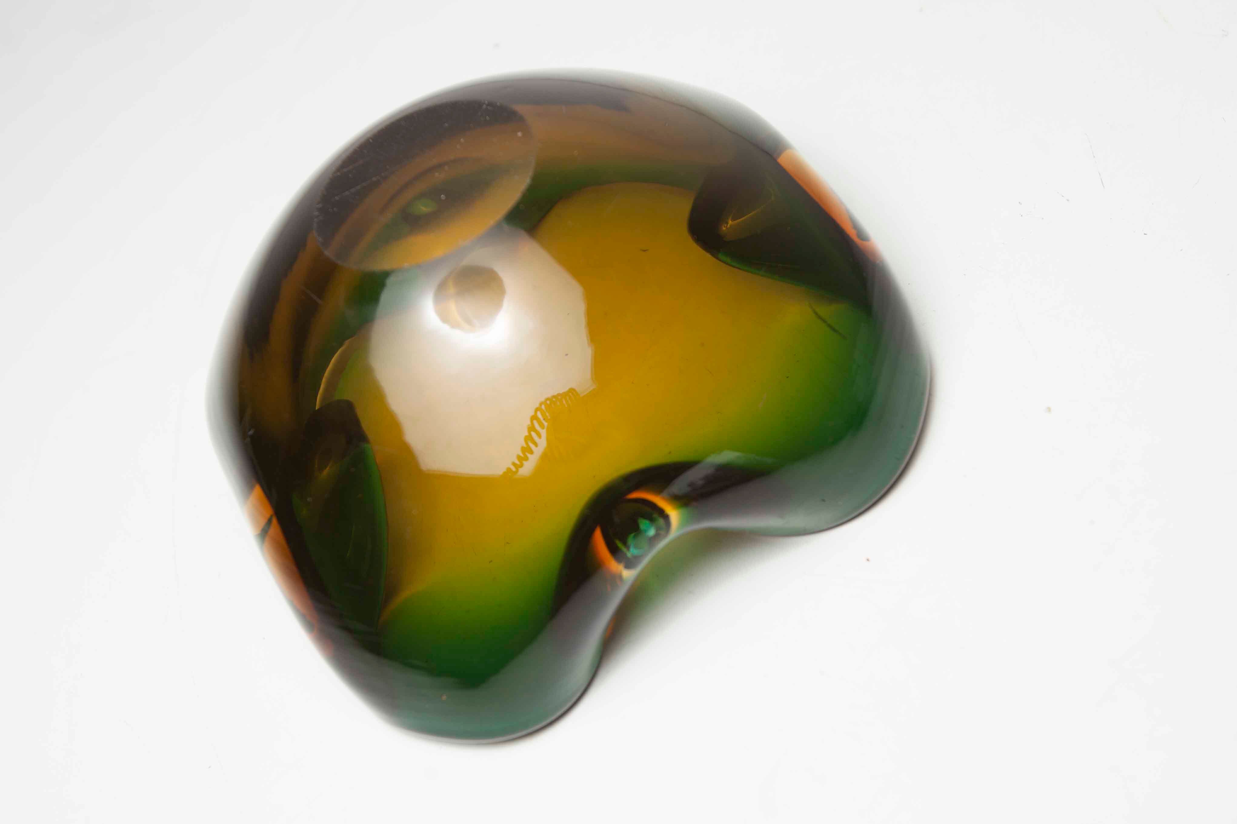 Murano 60's green and yellow ashtray