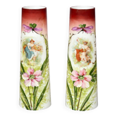 Paire de vases en opaline. Peints à la main.
