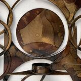 Brutalist mid-century Danish metal wall sculpture and candle holder by Henrik Horst.