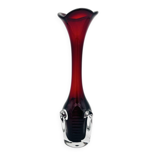 Vase Bo Borgström Åseda Glasbruk Jack in the Pulpit Rouge 31cm 1960