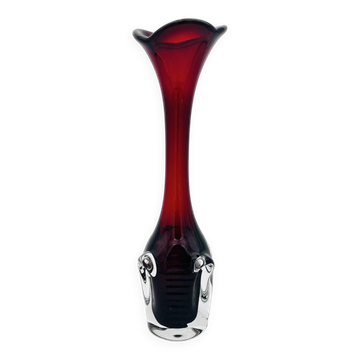 Vase Bo Borgström Åseda Glassworks Jack in the Pulpit Red 31cm 1960