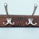 Vintage wall-mounted coat rack in solid wood - 6 hooks