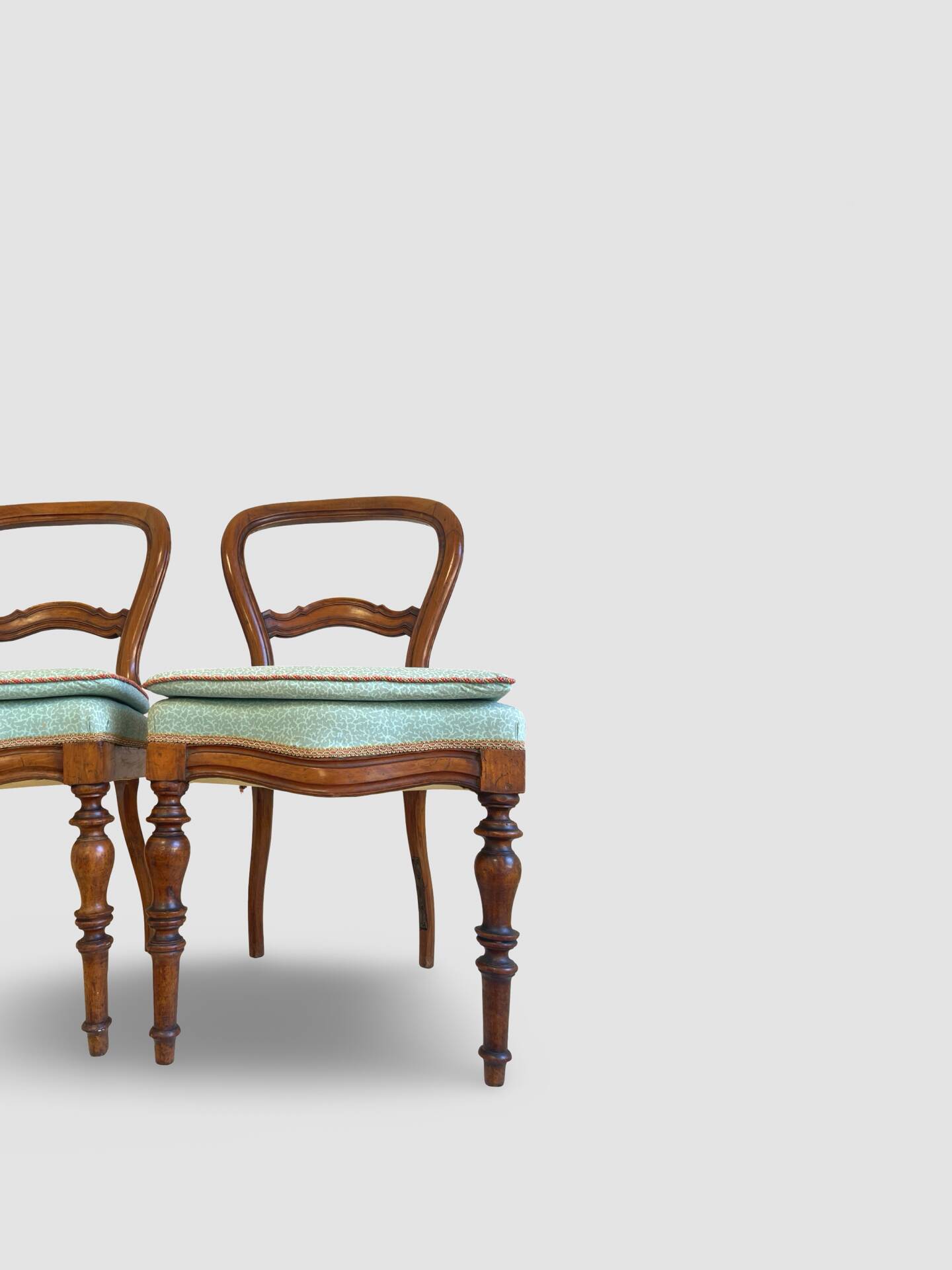Antique Victorian era ballon back chairs and stool