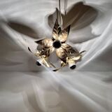 Large Floral Hollywood Regency Flush Lamp by Willy Daro for Massive