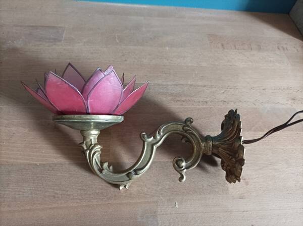 Wall lamp lotus flower petal mother-of-pearl bronze base