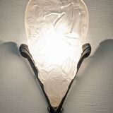 Art Deco wall lamp in frosted glass and nickel-plated bronze circa 1920