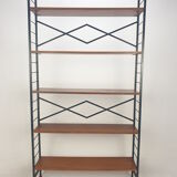 Italian free standing teak shelving unit, 1950
