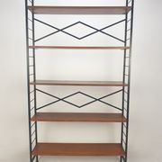 Italian free standing teak shelving unit, 1950