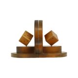 Vintage Wooden Dice Bookends Art Deco Style