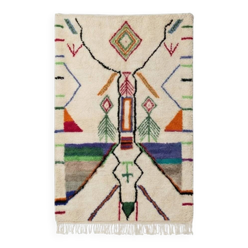 Moroccan Berber rug with colourful patterns.