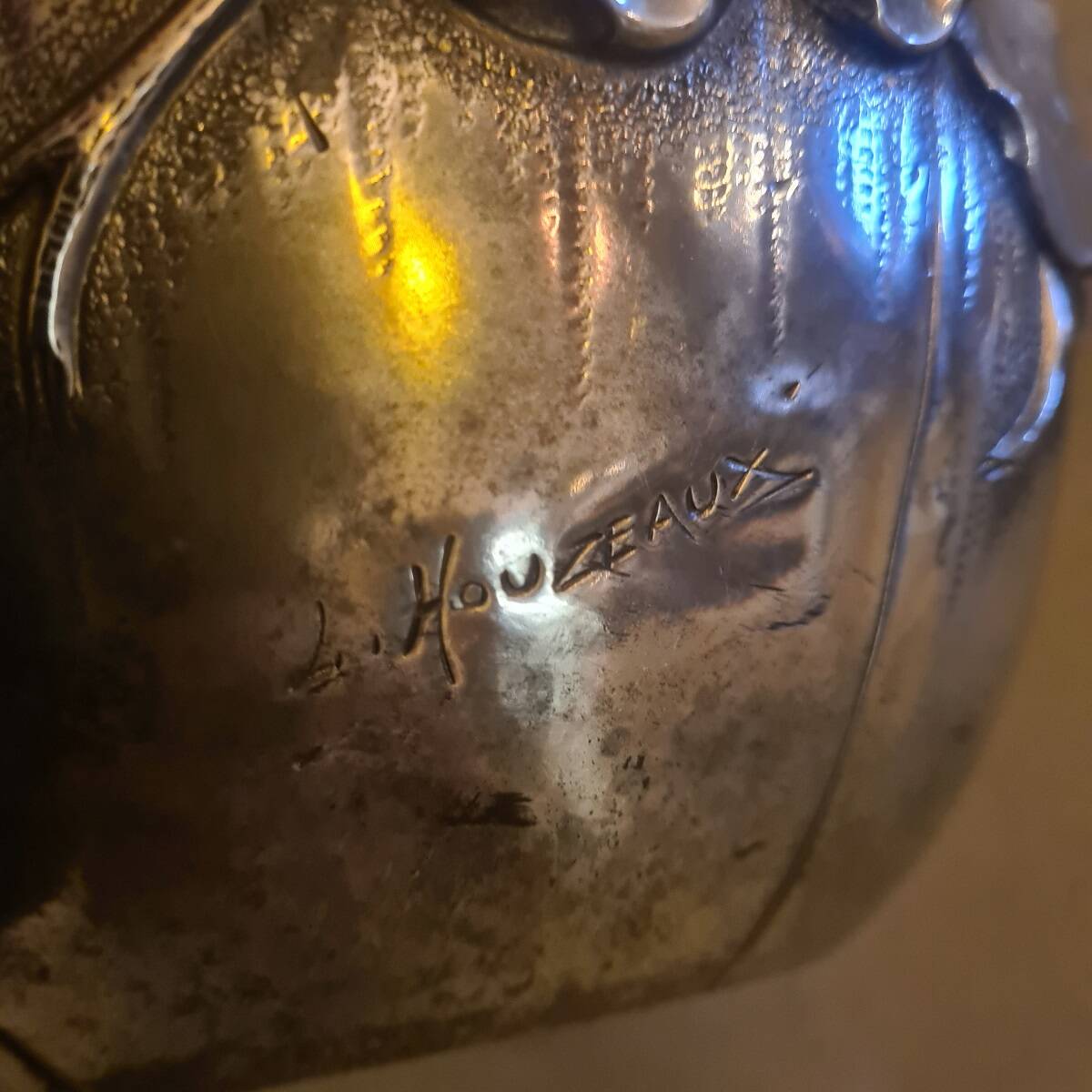 French Art Deco Pewter Vase By Lucien Houzeaux, 1920s