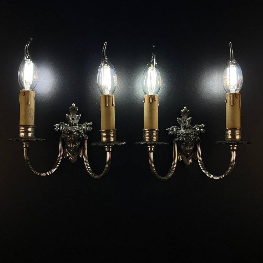 Silver-Plated Wall Lamp, France, 1930s, Set of 2