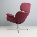 Pierre Paulin Purple Lounge Chair "Big Tulip" F551 & Ottoman, 1960's