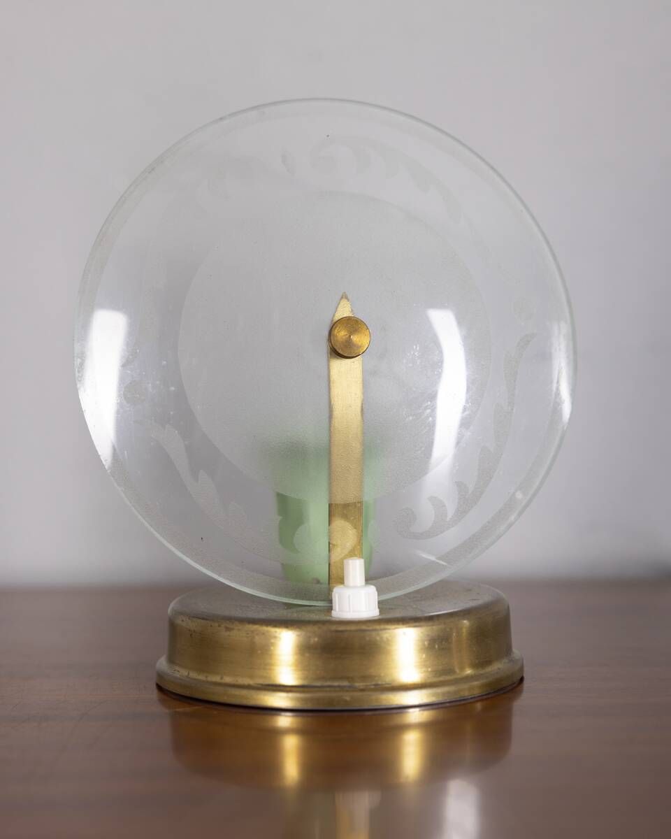 Pair of Vintage 1950s Brass and Glass Table Lamps, Italian Design