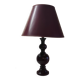 Turned wood table lamp in plum color - 1970s