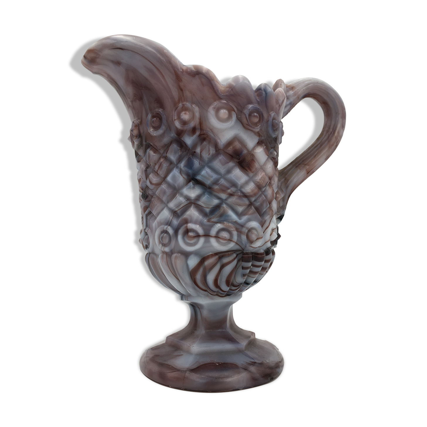 Old verse in marbled fair opaline, purple and white, Vallerysthal - Circa 1910