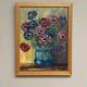 Original Swedish Oil on Panel “Flowers in Vase” Vintage & Framed 29 × 37cm