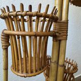50s rattan plant stand floor lamp