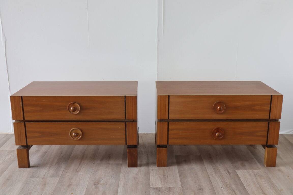 Pair of vintage wooden bedside tables, 1970s