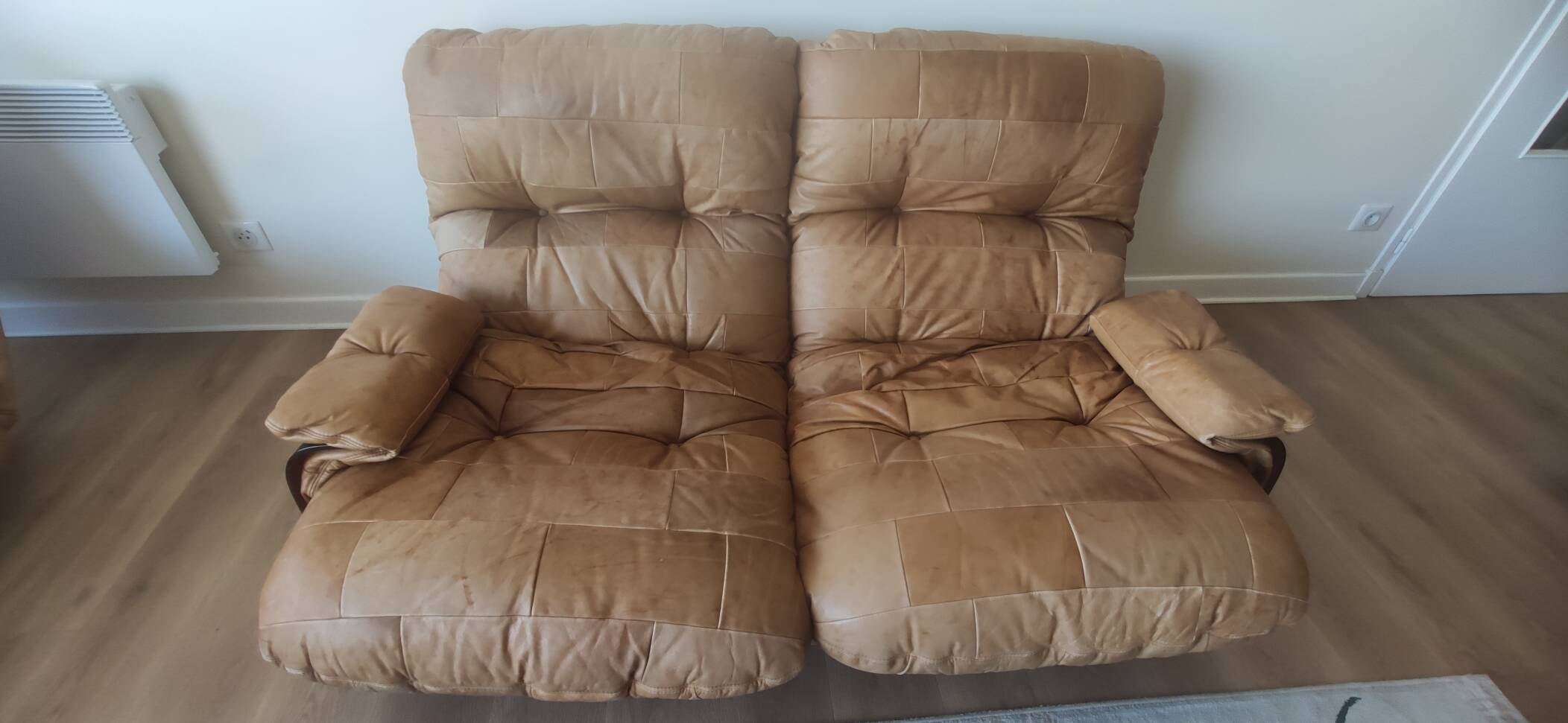 Marsala Leather Sofa + 2 Armchairs by Michel Ducaroy - ROSET 1970s