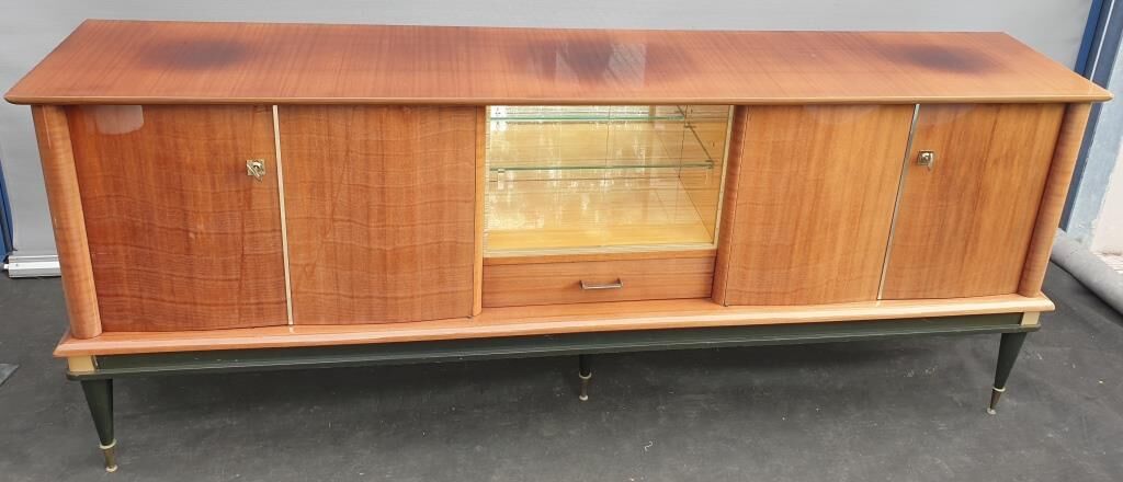 Enfilade laque noire et teck Ameublement NF 1960