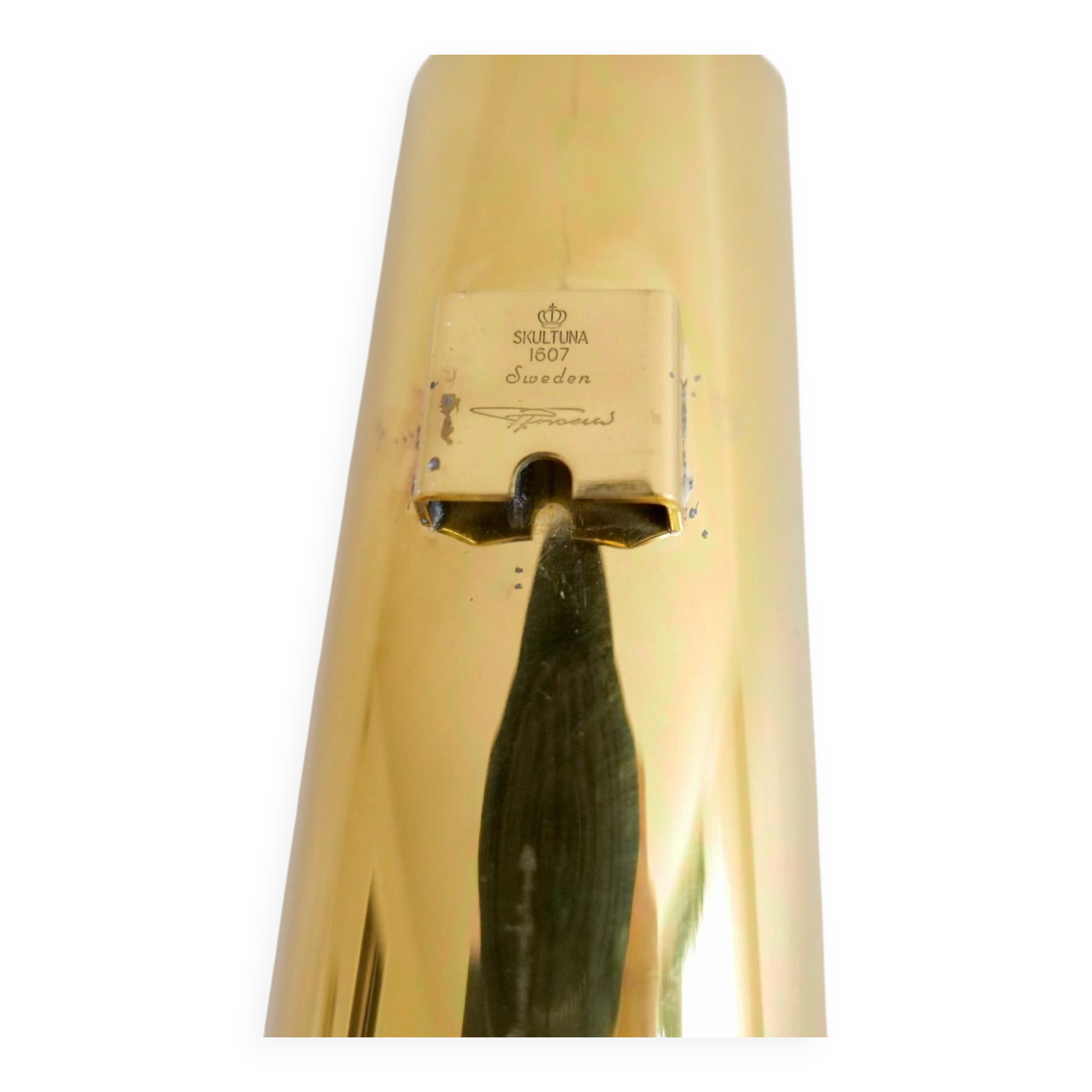 Modern mid-century brass chandelier Reflex Pierre Forssell Skultuna, Sweden