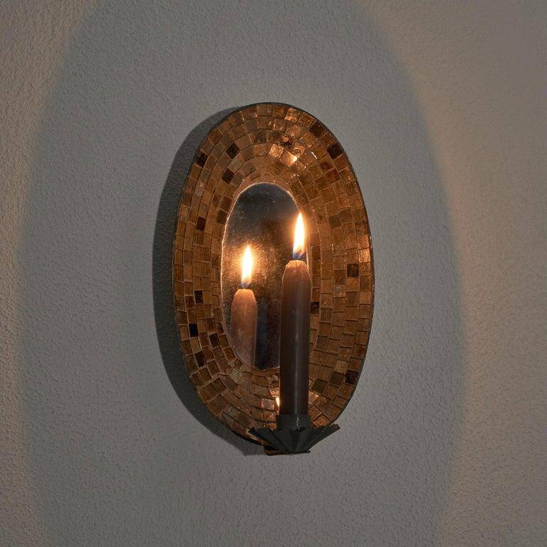 Chandelier with mirror and mosaic from the 1950s.