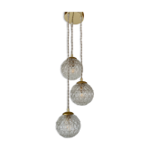 Suspension cascade three lights vintage globes in molded glass